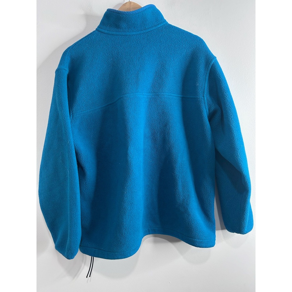 VTG LL Bean Womens Fleece Pullover Snap Neck Blue Kangaroo Pocket Adjustable - L - Picture 4 of 7